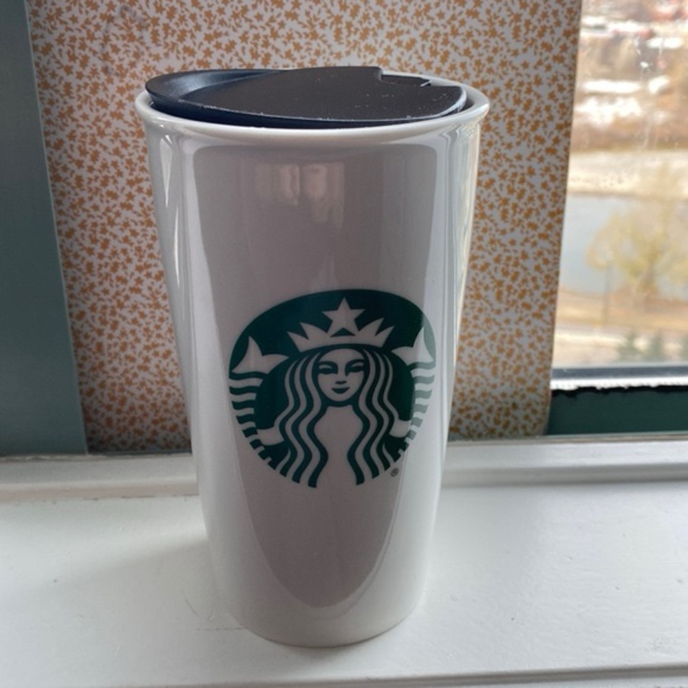 2016 Starbucks White Ceramic Travel Cofffee Tea Mug